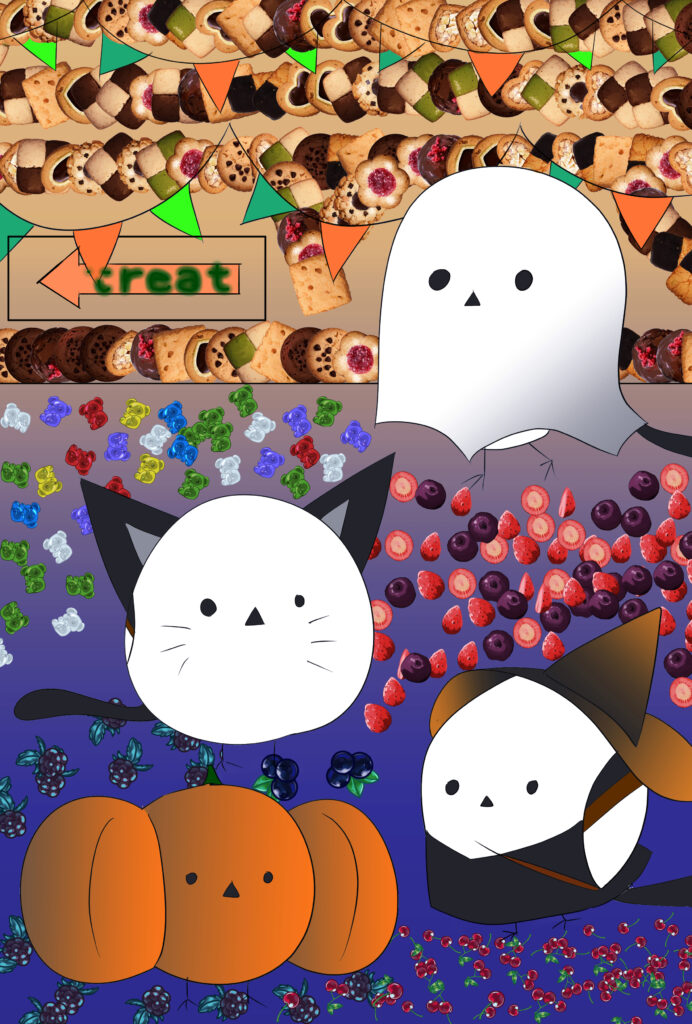 10月　ハロウィン　カレンダー素材　イラスト　シマエナガ