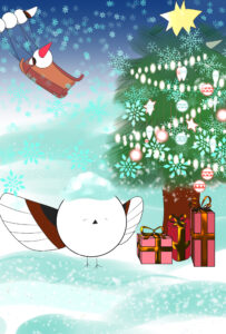 12月 ポストカード クリスマス カレンダー素材 イラスト シマエナガ